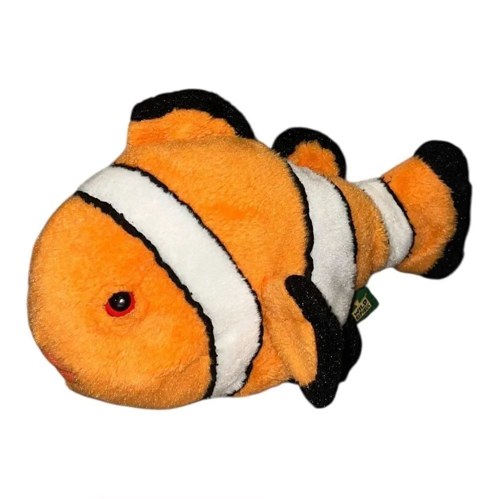 Wild Republic Cuddlekins Clownfish Baby Stuffed Animal Plush Orange 12" EUC